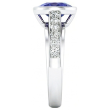 Engagement Ring Bezel Set Deep Blue Sapphire 3.50 Carats Pave Natural Earth Mined Diamonds