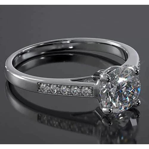 Engagement Ring Cathedral Setting Round Genuine Diamond White Gold