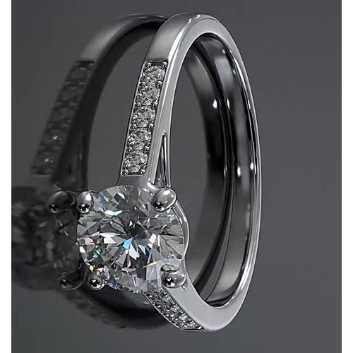 Engagement Ring Cathedral Setting Round Genuine Diamond White Gold