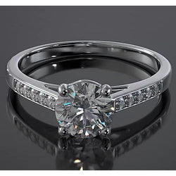 Engagement Ring Cathedral Setting Round Genuine Diamond White Gold