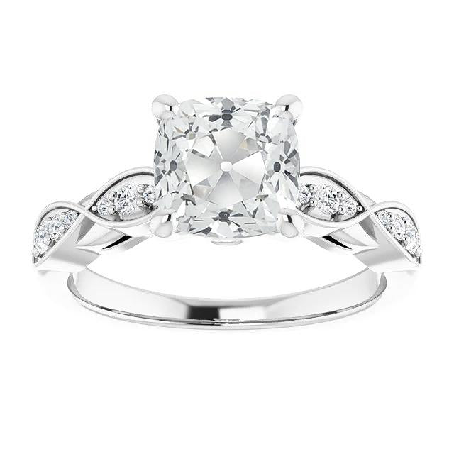 Engagement Ring Cushion Old Cut Genuine Diamond Infinity Style 6.50 Carats