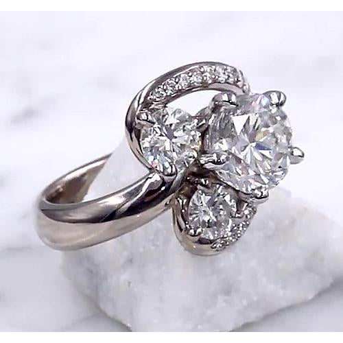 Engagement Ring Diamond Split Shank Natural 3.50 Carats White Gold 14K