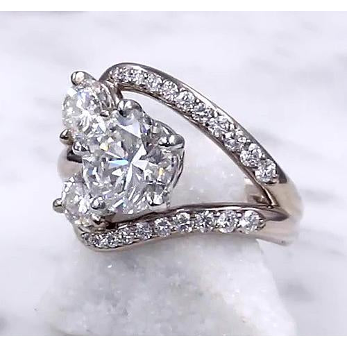 Engagement Ring Diamond Split Shank Natural 3.50 Carats White Gold 14K