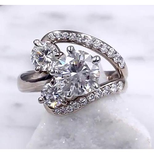 Engagement Ring Diamond Split Shank Natural 3.50 Carats White Gold 14K