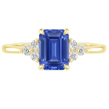 Engagement Ring Floral Style Blue Sapphire & Natural Earth Mined Diamond 3.50 Carats