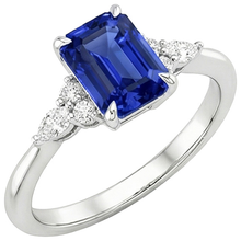Engagement Ring Floral Style Emerald Blue Sapphire & Natural Earth Mined Diamond 4 Carats