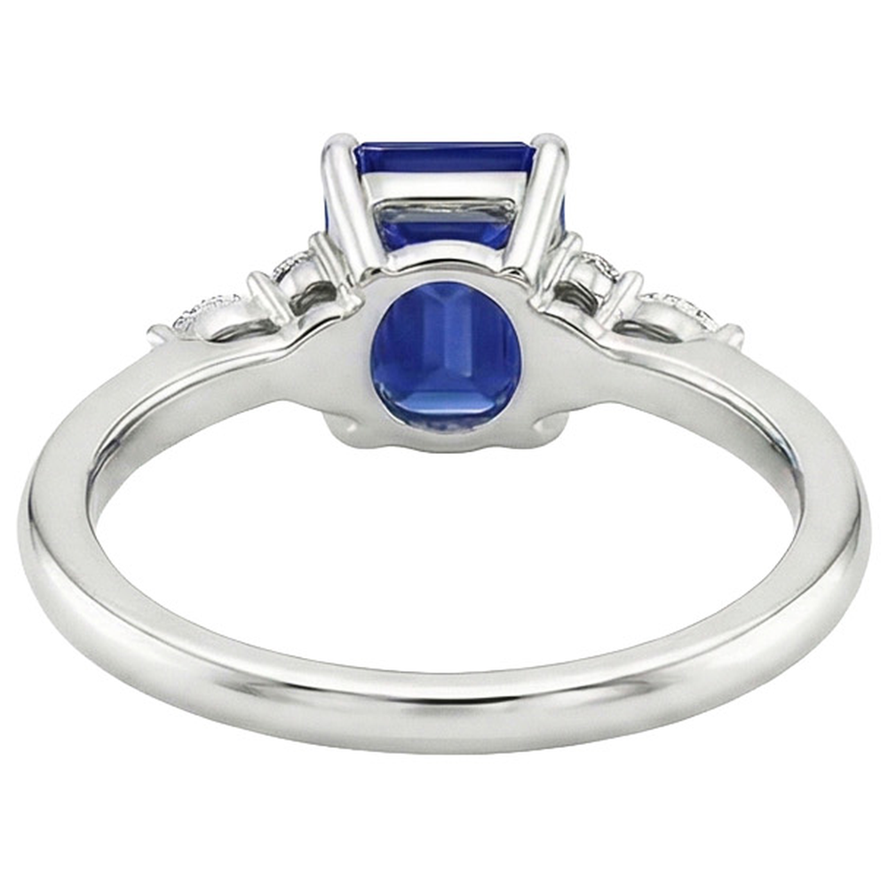 Engagement Ring Floral Style Emerald Blue Sapphire & Natural Earth Mined Diamond 4 Carats