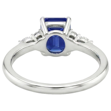Engagement Ring Floral Style Emerald Blue Sapphire & Natural Earth Mined Diamond 4 Carats