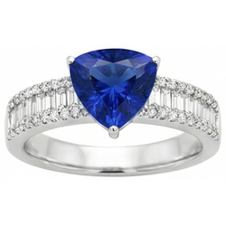 Natural Sapphire Ring 4ct - White Gold 14K