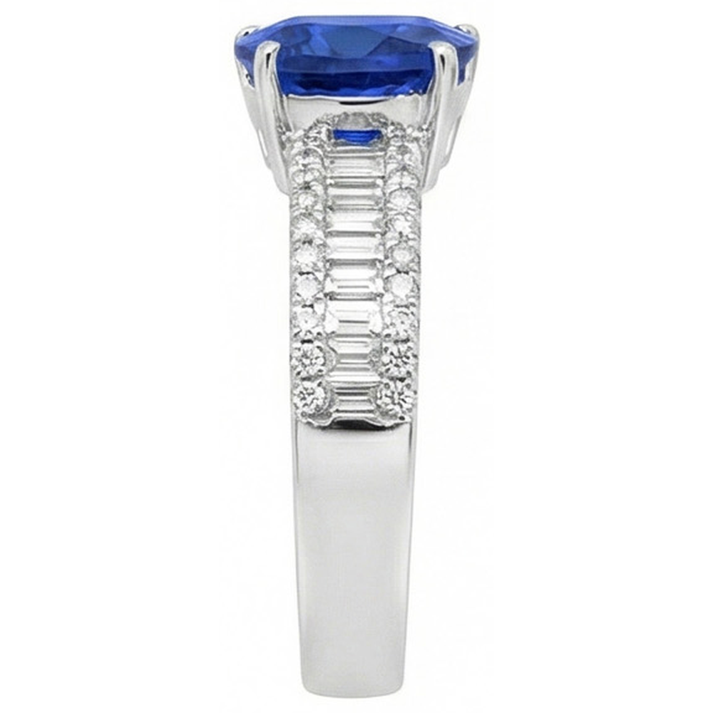 natural round sapphire 4ct ring profile view