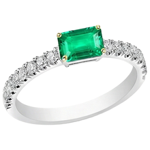Colored Stone Ring 14 Karat Two Tone Gold with Emerald – angle view