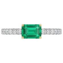 Emerald Colored Stone Ring 1-ct 14 Karat Two Tone Gold – profile view