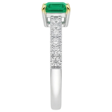 Emerald Cut Emerald ring in 14 Karat Two Tone Gold – top view