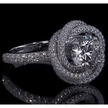 Engagement Ring Natural Round Diamonds 4 Carats Swirl Style White Gold