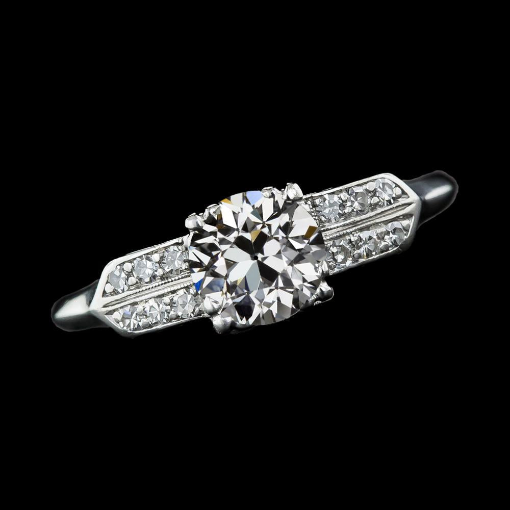 Engagement Ring Old Cut Natural Round Diamonds 14K White Gold 3 Carats