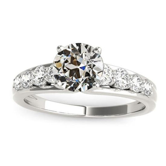 Engagement Ring Old Cut Real Diamond Prong Set 14K Gold 4 Carats