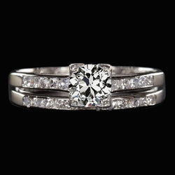 Engagement Ring Old Cut Real Diamond White Gold Split Shank 2.50 Carats
