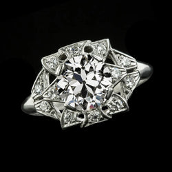 Engagement Ring Old Cut Round Real Diamonds Vintage Style 3.50 Carats