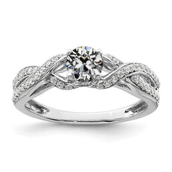 Engagement Ring Old Mine Cut Genuine Diamond Twisted Shank 2.75 Carats