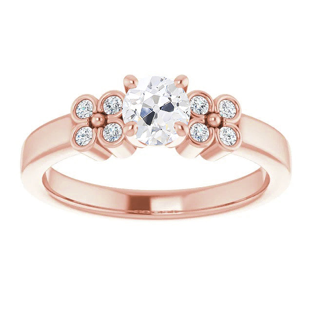 Engagement Ring Old Miner Natural Diamond Floral Style 3.50 Carats Prong Set