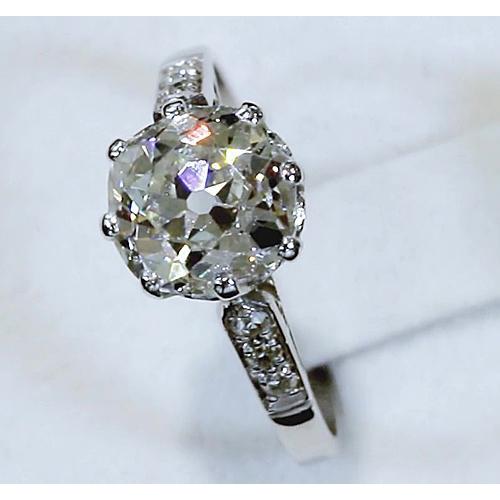 Engagement Ring Old Miner Real Diamond 3.50 Carats White Gold 14K