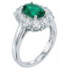 Engagement Ring Oval Cut Green Emerald With Natural Earth Mined DIAMOND ( NOT LAB GROWN ) Gold White 14K 6.5 Carats