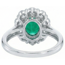 Engagement Ring Oval Cut Green Emerald With Natural Earth Mined DIAMOND ( NOT LAB GROWN ) Gold White 14K 6.5 Carats