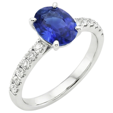 Engagement Ring Oval Sri Lankan Sapphire & Natural Earth Mined DIAMOND ( NOT LAB GROWN ) Accents 4.25 Carats