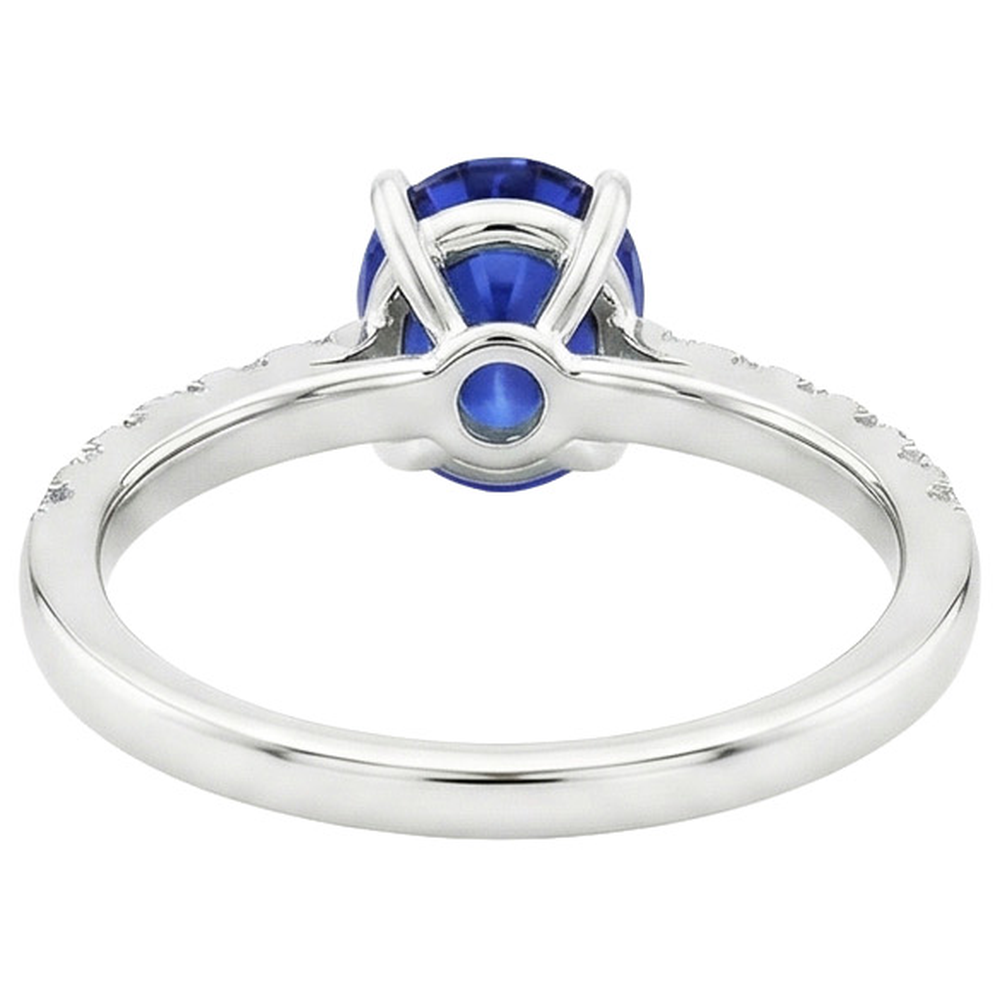 Engagement Ring Oval Sri Lankan Sapphire & Natural Earth Mined DIAMOND ( NOT LAB GROWN ) Accents 4.25 Carats