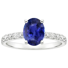 Engagement Ring Oval Sri Lankan Sapphire & Natural Earth Mined DIAMOND ( NOT LAB GROWN ) Accents 4.25 Carats