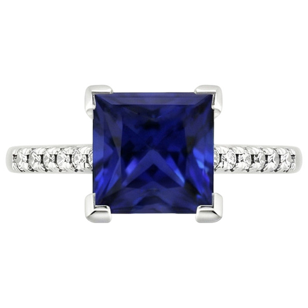 natural round sapphire 5.25ct ring profile view