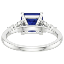 Engagement Ring Princess Cut Ceylon Sapphire and Natural Earth Mined Diamond 5.5 Carat