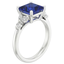 Engagement Ring Princess Cut Ceylon Sapphire and Natural Earth Mined Diamond 5.5 Carat