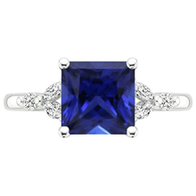 Engagement Ring Princess Cut Ceylon Sapphire and Natural Earth Mined Diamond 5.5 Carat
