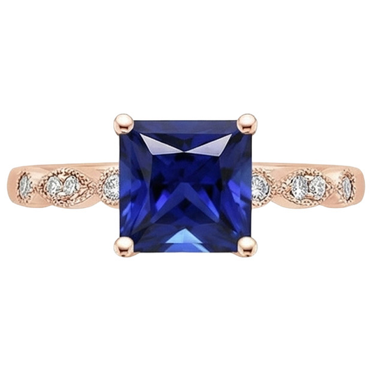 natural round sapphire 5.25ct ring profile view