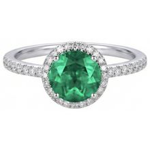 Engagement Ring Round Cut Green Emerald Natural Earth Mined DIAMOND ( NOT LAB GROWN ) White Gold 14K 5 Ct