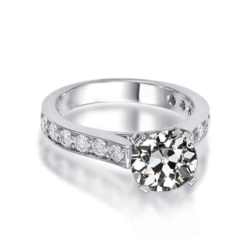 Engagement Ring Round Genuine Old Miner Diamond White Gold Jewelry 3 Carats