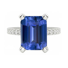 Engagement Ring Round Natural Earth Mined Diamond Sri Lankan Sapphire Emerald Cut 3 Carats