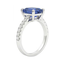 Engagement Ring Round Natural Earth Mined Diamond Sri Lankan Sapphire Emerald Cut 3 Carats