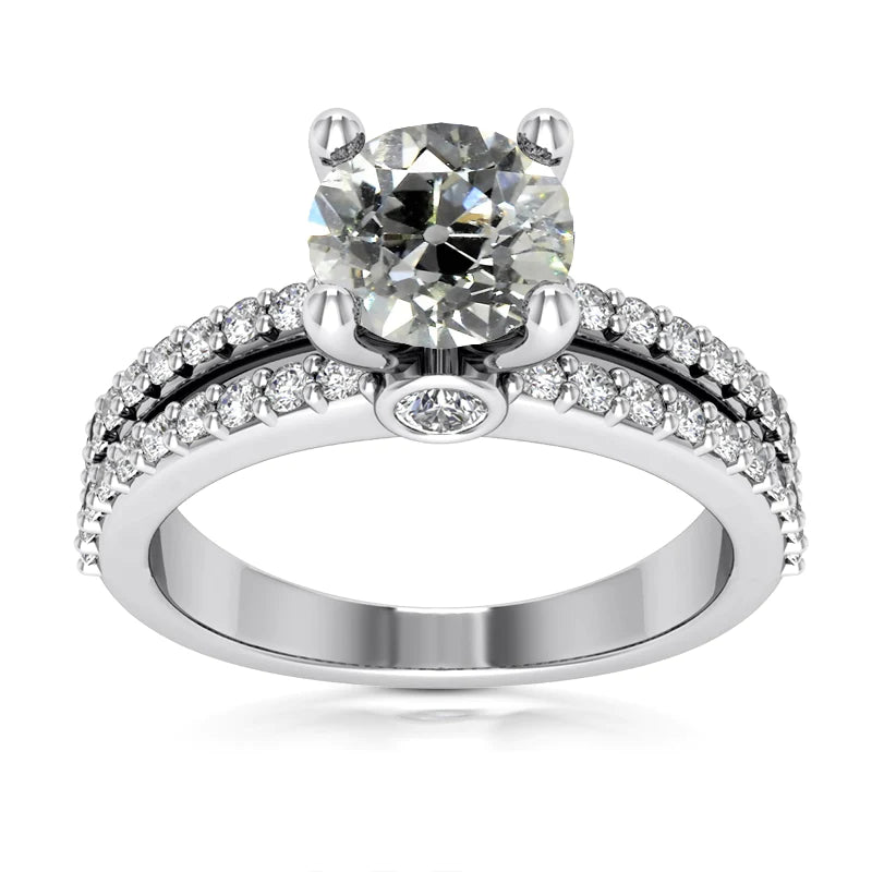 Engagement Ring Round Old Cut Real Diamonds 5.75 Carats Split Shank
