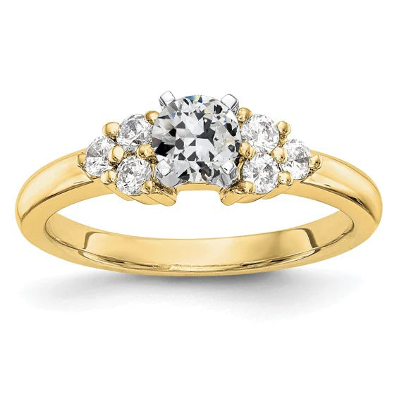 Engagement Ring Round Old European Real Diamond Prong Set 2 Carats
