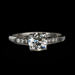 Engagement Ring Round Old Mine Cut Real Diamond 14K Gold 1.25 Carats