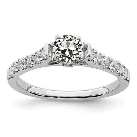 Engagement Ring Round Old Miner Real Diamond White Gold 3.75 Carats