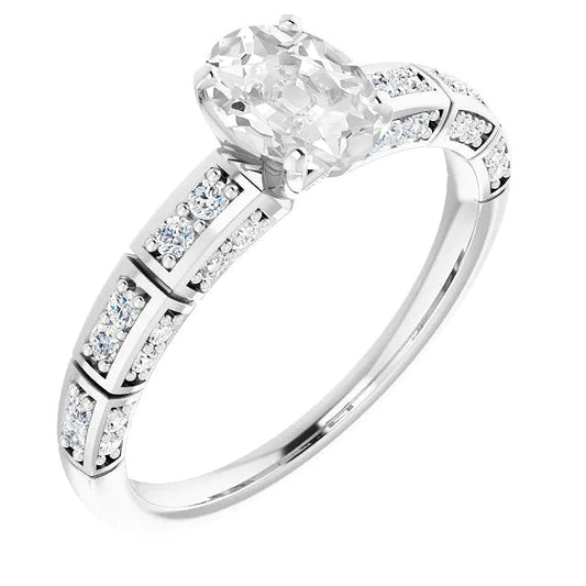 Engagement Ring Round & Oval Old Miner Real Diamond 5 Carats Unique Style