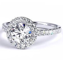 Engagement Ring Round Real Diamond 2.50 Carats Halo White Gold 14K