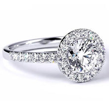 Engagement Ring Round Real Diamond 2.50 Carats Halo White Gold 14K