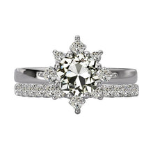 Engagement Ring Set Cushion & Round Old Cut Natural Earth Mined Diamond Star Style 5 Carats