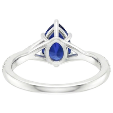 Engagement Ring Split Shank Pear Blue Sapphire & Natural Earth Mined Diamonds 3.25 Carats