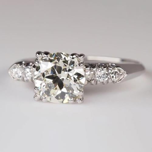 Engagement Ring Triple Prong Set Round Old Miner Diamonds Genuine 2.50 Carats