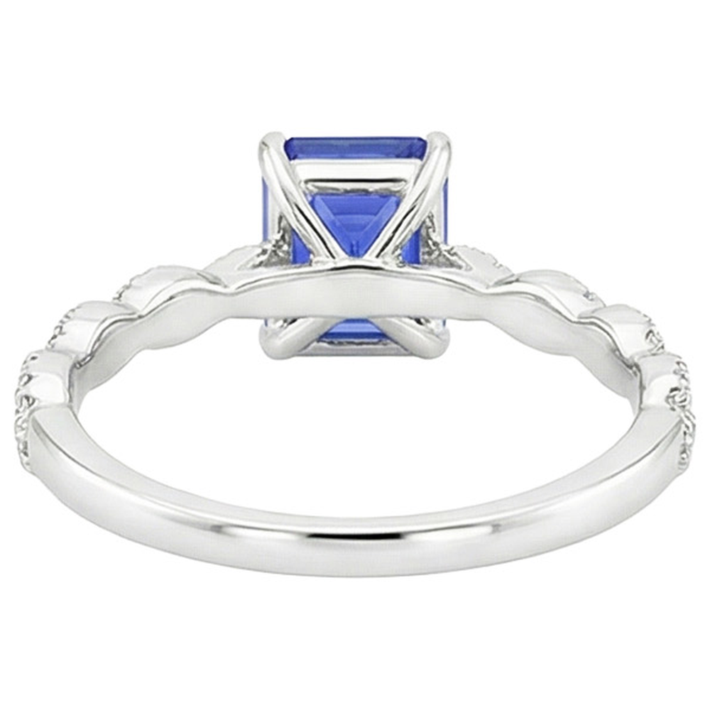 Engagement Ring Twist Style Blue Sapphire & Natural Earth Mined Diamond 4.50 Carats